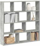 Sieninė lentyna, 12 skyrių, betono pilka, mediena, kubo formos
