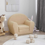 Vaiki&scaron;ka sofa-lova, kreminės spalvos, mink&scaron;tas pliu&scaron;as