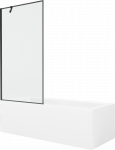 Vonia Mexen Cubik su apdaila ir stiklo sienele, 160x70 cm + 90 cm, Baltas+Juodas frame