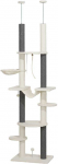 "PawHut" draskyklė su auk&scaron;tomis lubomis, kačių medis, 225-255 cm, kačių draskyklė su hamakais, draskyklės, krep&scaron;elis, žaidimų kamuolys, kačių baldai su apsauga nuo apvirtimo, balta