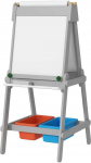 AIYAPLAY 3-in-1 vaiki&scaron;ka lenta, dvipusis vaiki&scaron;kas molbertas su kreidos lenta, baltoji lenta, molbertas su trintuku, pie&scaron;imo popierius, laikymo dėžutės, skirtas 3-8 metų vaikams, pilkos spalvos