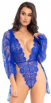 Leg Avenue Teddies Mėlyna Leg Avenue Mėlyna Lace Teddy & Robe Set with Satin Tie, Size S
