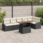 Lauko baldų komplektas Sodo Sofų Rinkinys su saugykla 7 pcs Juoda Poli ratanas
