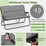 Promotions Stovyklavimo kėdė, dvivietė sulankstoma sofa, 111x57x71 cm, pilka