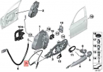 Originalus BMW hibridinis M3 F30 Bowden kabelis i&scaron;orinėms durų rankenoms priekyje 51217259828