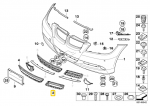 Originalus BMW 3 serijos E90 E91 priekinis dalinis atidarytas groteles O/S OEM 51117154552