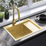 Plieninė virtuvinė plautuvė Rea Fin, Brushed Gold