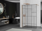 Walk-in du&scaron;o sienelė Mexen Kioto, Juodas pattern/Rose Gold, 70 x 200 cm