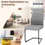 Bonideco Select Rinkinys i&scaron; 4 modernių valgomojo kėdžių berankės virtuvės kėdės su atlo&scaron;u auk&scaron;ta nugara pilka spalva