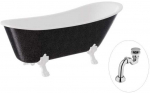 Vonia Besco Olaya Glam 160, Graphite+Baltas, su sifonu Klik-klak Chrome