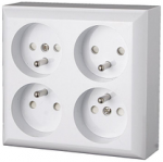 Duwi 20457 Keturvietis ki&scaron;tukinis lizdas, keturvietis pavir&scaron;ius montuojamas su įžeminimu, IP20, baltas, GAO 20457
