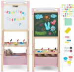 Promotions Molinukas, reguliuojamo auk&scaron;čio dvipusė magnetinė kreidinė lenta, 44x40x102-126 cm, rožinė