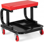 Bonideco Select Dirbtuvių taburetė su ratukais, raudona ir juoda, 150 kg, 3,5kg