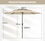 Bonideco Select Lauko skėtis 300x300x245cm., smėlio/juodos spalvos