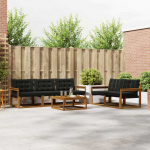 Lauko sofos komplektas su pagalve 6 pcs Natūrali ir juoda