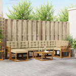 Lauko sofos komplektas su pagalve 8 pcs Natūralus ir bežinis