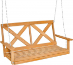 COSTWAY pakabinamas sodo suolas i&scaron; natūralios pu&scaron;ies medienos, 2 vietų, 134 &times; 60 &times; 65 cm, iki 240 kg, NP10961BN-GM