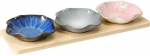 Secret De Gourmet Bambukinis serviravimo rinkinys su 3 porcelianiniais dubenėliais