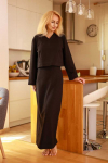 Suknelė Moteri&scaron;kas juodas laisvalaikio kostiumėlis su ilga sijonu Mirale