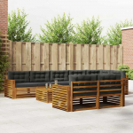 Lauko sofos komplektas su pagalve 9 pcs Natūralus ir antracitas