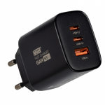 Įkroviklis - Newell GaN 65 W Įkroviklis Su 2 USB-C Prievadais Ir 1 USB-A Prievadu - Juodas