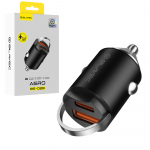 Blavec automobilinis įkroviklis BS-02B Aero - USB + Type C - QC 3.0 18W PD 30W (CCBS02BA-UCB) juodos spalvos