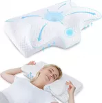 HOMCA ergonominė viskoelastinė kaklo pagalvė 60 x 35 x 8/12 cm, balta, PL01