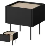 Bogart Loft stiliaus naktinis staliukas, juodas matinis staliukas su stalčiumi, 40 cm