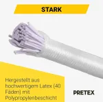 Pretex Elastinės juostos, 25 vnt., 23 cm ilgio - 25 guminių įtempiklių rinkinys su kabliukais - 23 cm plėtiklių rinkinys - tvirtinimo diržų rinkinys dviračiui - elastinė virvė - balta juosta, juodas kabliukas