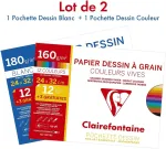 Clairefontaine pie&scaron;imo popieriaus rinkinys, 15 lapų - 1 pakelis baltas - 1 pakelis ry&scaron;kių spalvų