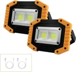 Tekstap Led statybinis prožektorius su baterija, ne&scaron;iojama kempingo lempa, 2 x Cob 30 W 1500 Lm Led darbo lemputė Usb garažui, lauko stovyklavimui, žvejybai, avarinėms statybvietėms, 3 &scaron;viesos režimai (2 vnt.)