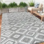 Lauko kilimas 150 x 240 cm, apverčiamas Uv spinduliams atsparus stovyklavimo kilimėlis, pagamintas i&scaron; perdirbto plastiko, vandeniui atsparus balkono kilimas, patvarus plok&scaron;čio audimo i&scaron;kylų pledas terasai, Rv stovyklavimui