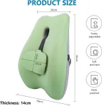 Nugaros pagalvėlė juosmens atrama apatinės nugaros dalies skausmui mal&scaron;inti, ergonomi&scaron;ka atminties putų nugaros pagalvėlė, juosmens pagalvėlė biuro kėdei, automobilinei kėdei, vežimėliui, žalia