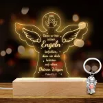 Led angelo naktinė lemputė, krik&scaron;tynų dovanos mergaitėms su angelo sargo raktų pakabuku, &scaron;ilta balta naktinė lemputė su biblijos eilute, komunijos dovana vaikams, naktinė lempa vaikų kambariui, kūdikių kambariui