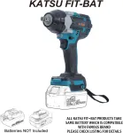 Katsu Fit-bat 102476 akumuliatorinis smūginis veržliasukis, be&scaron;epetėlinis, 21 V, 1/2 colio, 550 Nm, su 2 adapteriais ir ne&scaron;iojimo krep&scaron;iu, be akumuliatoriaus ir įkroviklio