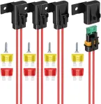Gebildet inline saugiklių laikiklis, 4 vnt., Ip67 atsparus vandeniui 12awg laidų pynė Atc/ato 20a/30a/40a plok&scaron;čių saugiklių laikiklis transporto priemonėms, laivams ir didelio na&scaron;umo autobusų maitinimo sistemoms