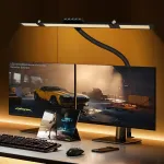 Led reguliuojamo ry&scaron;kumo prisegamas juodas stalinė lempa su jutikliniu valdikliu, monitoriaus lempa, 70 cm ilgio, 24 w, skirta namų biurui, lanksti stalinė lempa biuro darbuotojams, skaitytojams ir architektams