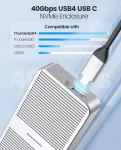 Orico M.2 Nvme Ssd dėklas 40 Gbps Pcie3.0x4 Usb C adapteris, skirtas Thunderbolt 3/4 Usb 3.2/3.1/3.0/2.0 Type-c, patobulintas aliuminio i&scaron;orinis M2 dėklas Nvme Pcie 2280 M-key (b+m Key), iki 2800 Mb/s- M224sv