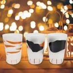 Cat Paw stiklinė taurė, 3 vnt., Cat Paws matinio stiklo taurė, kūrybi&scaron;kas katės nagas, Cat Paw pieno puodelis, matinis stiklinis puodelis, pieno katės puodeliai, biurui, pusryčių kavos puodelis 300 ml (a+b+c)