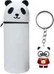 Gwawg Kawaii Panda pie&scaron;tukinė, 2-in-1 silikoninė ra&scaron;iklių dėžutė, mielas Panda ra&scaron;iklių laikiklis mokyklai, biurui ir kelionėms, stalo organizatorius mergaitėms ir berniukams, raudona, ne&scaron;iojama