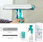 Langų valymo rinkinys, 4-in-1 langų valytuvas su 250 ml pur&scaron;kimo buteliu, guminiu valytuvu, medvilnine &scaron;luoste ir &scaron;veitikliu, daugiafunkcinis langų valytuvas langams, veidrodžiams, stiklui, vonios kambariui, automobilių plovimui