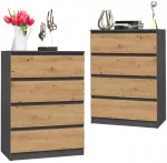 Asm Komoda Szafka 70cm su stalčiais, moderni, į svetainę, miegamąjį, antracito / Artisan spalvos