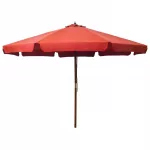 Lauko skėtis nuo saulės su mediniu stulpu, terakota, 330cm