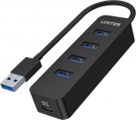 USB Hub - UNITEK H1117A 4-Port USB 3.1 Aktyvus 10W Juodas