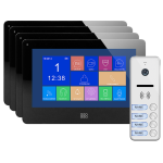 Orno 4 &scaron;eimos vaizdo domofonas, spalvotas laisvų rankų įranga, 7 colių LCD, jutiklinis ekranas, OSD meniu, atmintis, SD kortelės lizdas, DVR, vartų valdymas, juodas, FELIS MEMO MULTI4