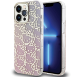 Apple iPhone 14 Pro Max Hello Kitty dėklas IML Gradient Electrop Crowded Kitty Head (HKHCP14XHCHPEP) rožinės spalvos