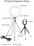 LED lempa, žiedas 16cm, su nedideliu trikoju