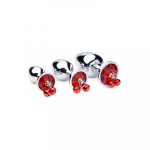 Xr Brands Raudona Gem Intimate Plug Set with Bells, 3 Sizes, Nickel-Free Alloy