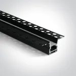 Įleidžiamas profilis, juodas, 2m, komplektuojamas su baltu difuzoriumi ir užbaigimais, 12mm LED juostai, 7903TR/B