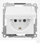 Kontakt-Simon Schuko lizdas Kontakt-Simon 55 TGSZ1BCZ.01/111 IP44 versijai su langinėmis ir rėmo sandarikliu, modulis 16 A, 250V~, greitos jungtys, matinė balta